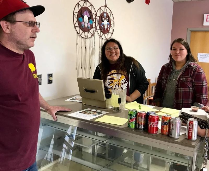 Students at the bank.